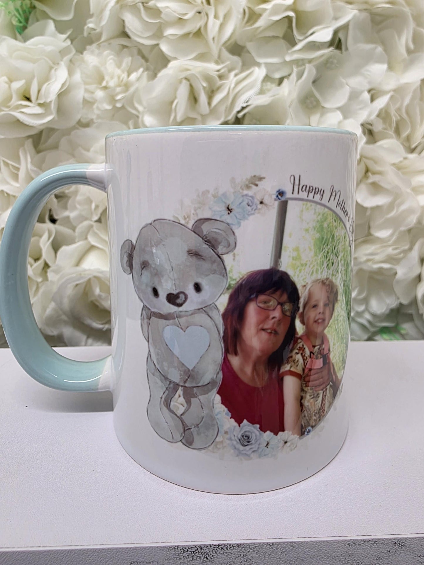 Personalised Photo Teddy Bear Mug - Mothers Day- Birthday Gift - For Her - Photo Gift