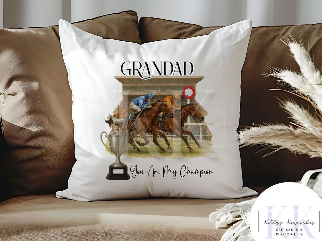 Horse Racing Personalised Cushion - Do Not Disturb The Racing Is On - Horse Races - Betting Slip - Racing Horse - Gift for him - Custom 2
