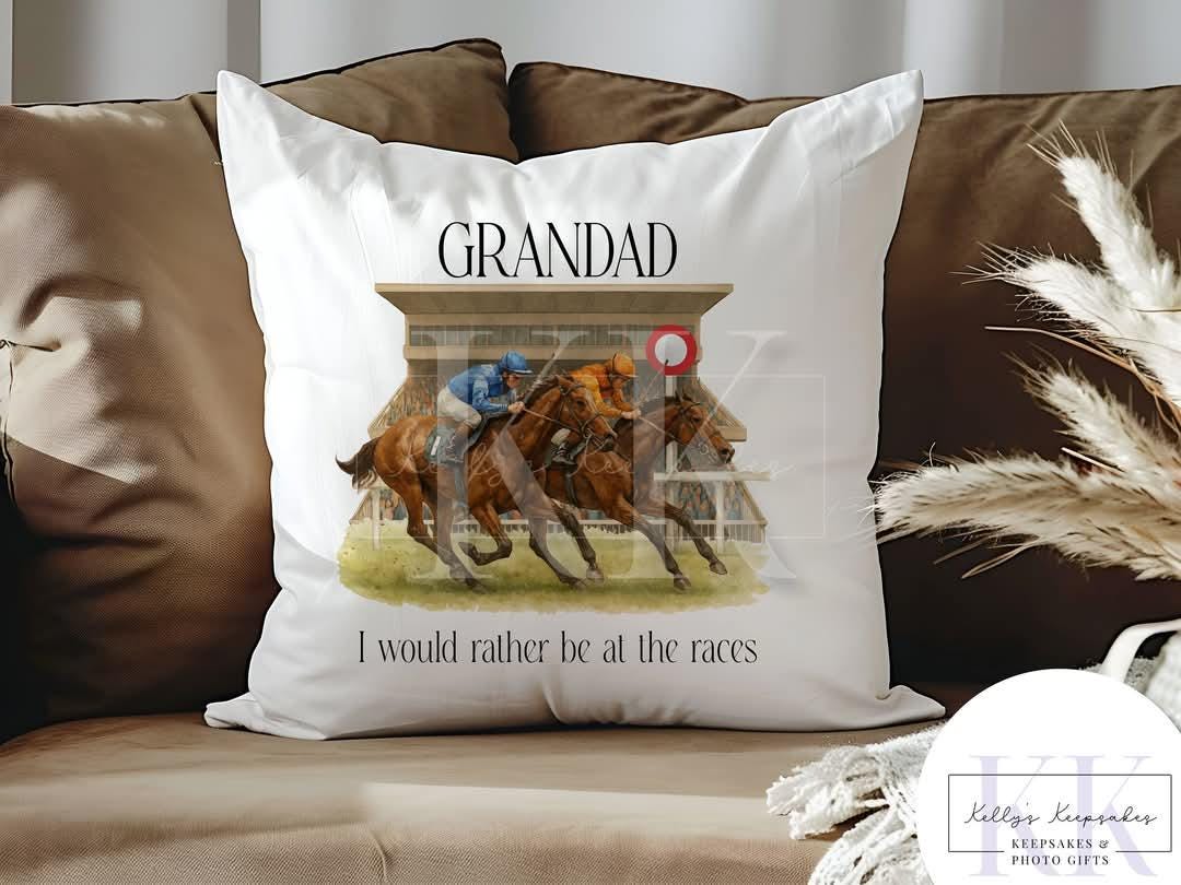Horse Racing Personalised Cushion - Do Not Disturb The Racing Is On - Horse Races - Betting Slip - Racing Horse - Gift for him - Custom 2