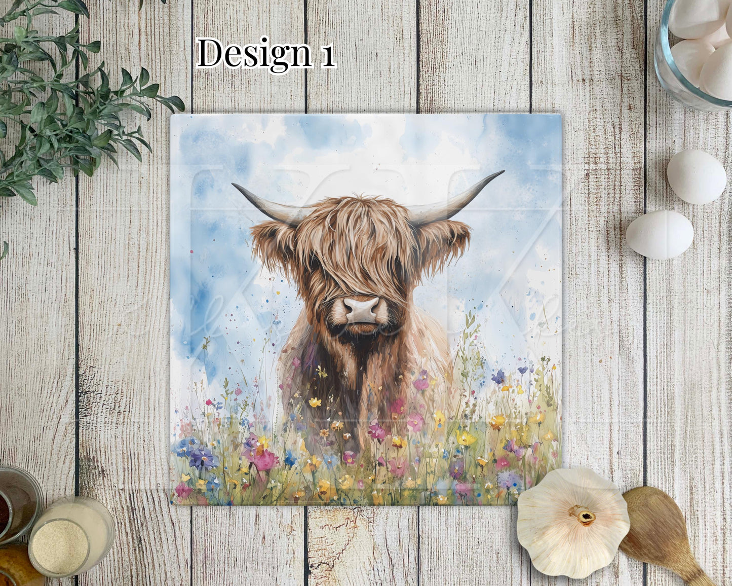 Highland Cow Glass Chopping Board - Kitchen Counter Saver - Work Top Saver - Country Decor - Kitchen Decor - New Home Gift- Highland Coo