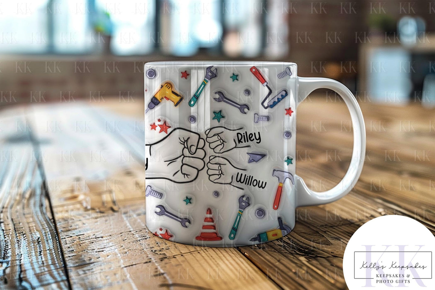 Personalised Tool Fist Bump Dad Mug - Fathers Day - Dad - Step Dad - Gift for him - upto 6 hands - Handy Man - Worker