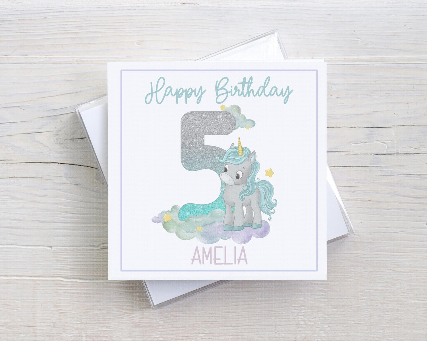 Happy Birthday Unicorn Number Card - Kids - Children - Cards for kids birthdays -birthday girl or boy - Unicorn lover - Various colours