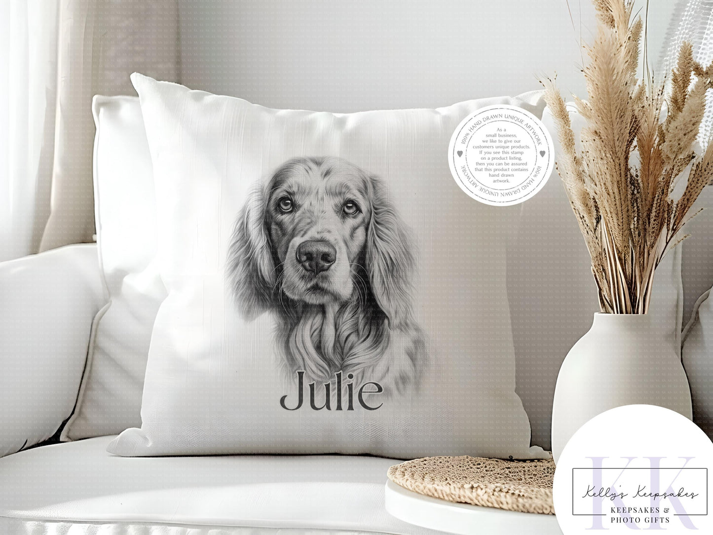 Personalised Sketchy English Setter - Cushion - Mug - Travel Mug - Shopping Bag - Hot Water Bottle - Various Items - Personalised Gifts