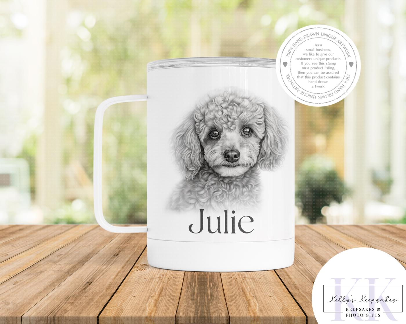 Personalised Sketchy Mini Poodle - Cushion - Mug - Travel Mug - Shopping Bag - Hot Water Bottle - Various Items - Personalised Gifts