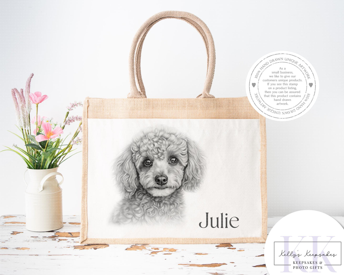 Personalised Sketchy Mini Poodle - Cushion - Mug - Travel Mug - Shopping Bag - Hot Water Bottle - Various Items - Personalised Gifts