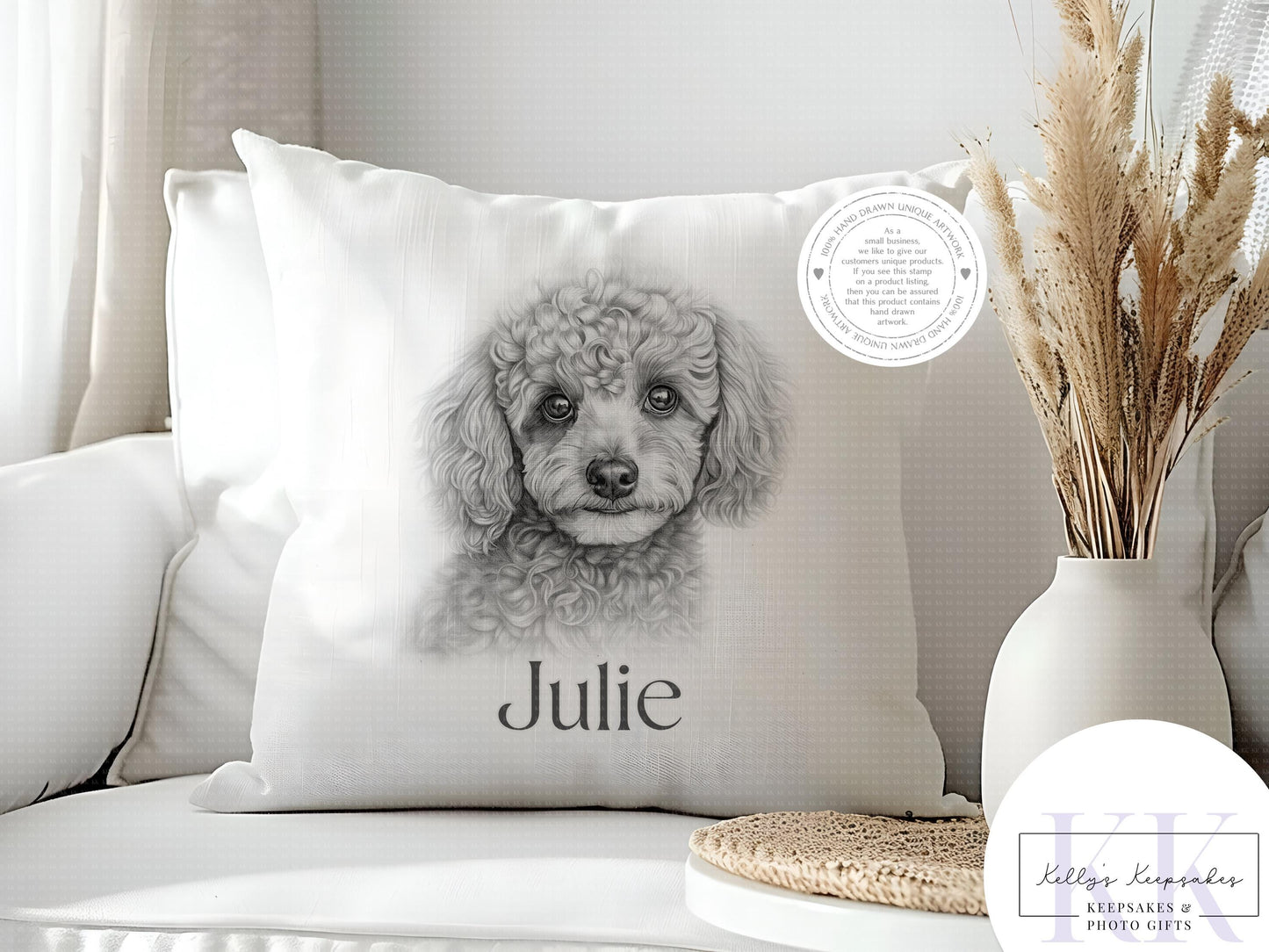Personalised Sketchy Mini Poodle - Cushion - Mug - Travel Mug - Shopping Bag - Hot Water Bottle - Various Items - Personalised Gifts