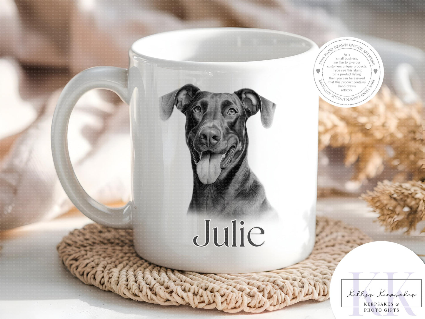 Personalised Sketchy Doberman - Cushion - Mug - Travel Mug - Shopping Bag - Hot Water Bottle - Various Items - Personalised Gifts