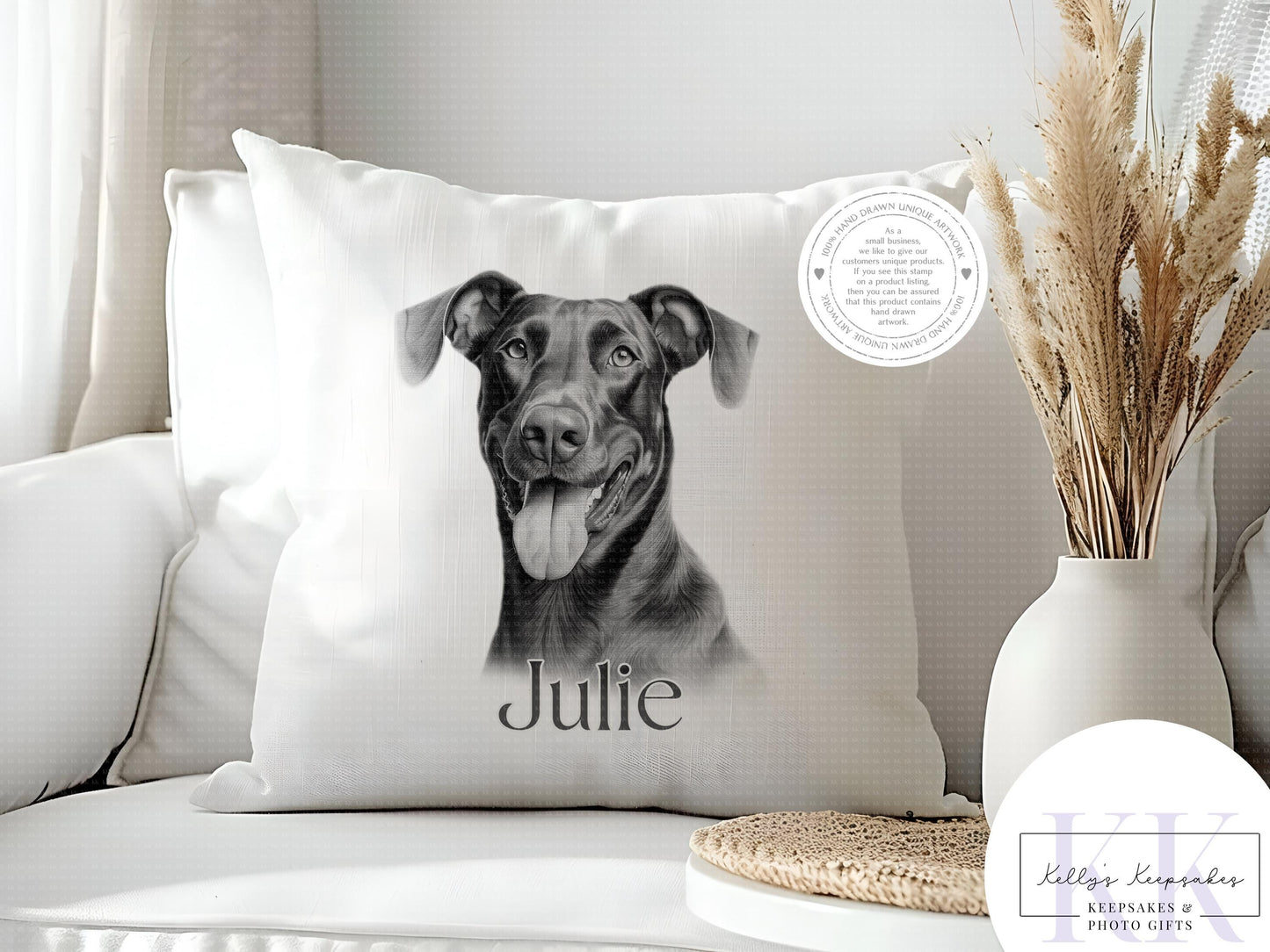 Personalised Sketchy Doberman - Cushion - Mug - Travel Mug - Shopping Bag - Hot Water Bottle - Various Items - Personalised Gifts