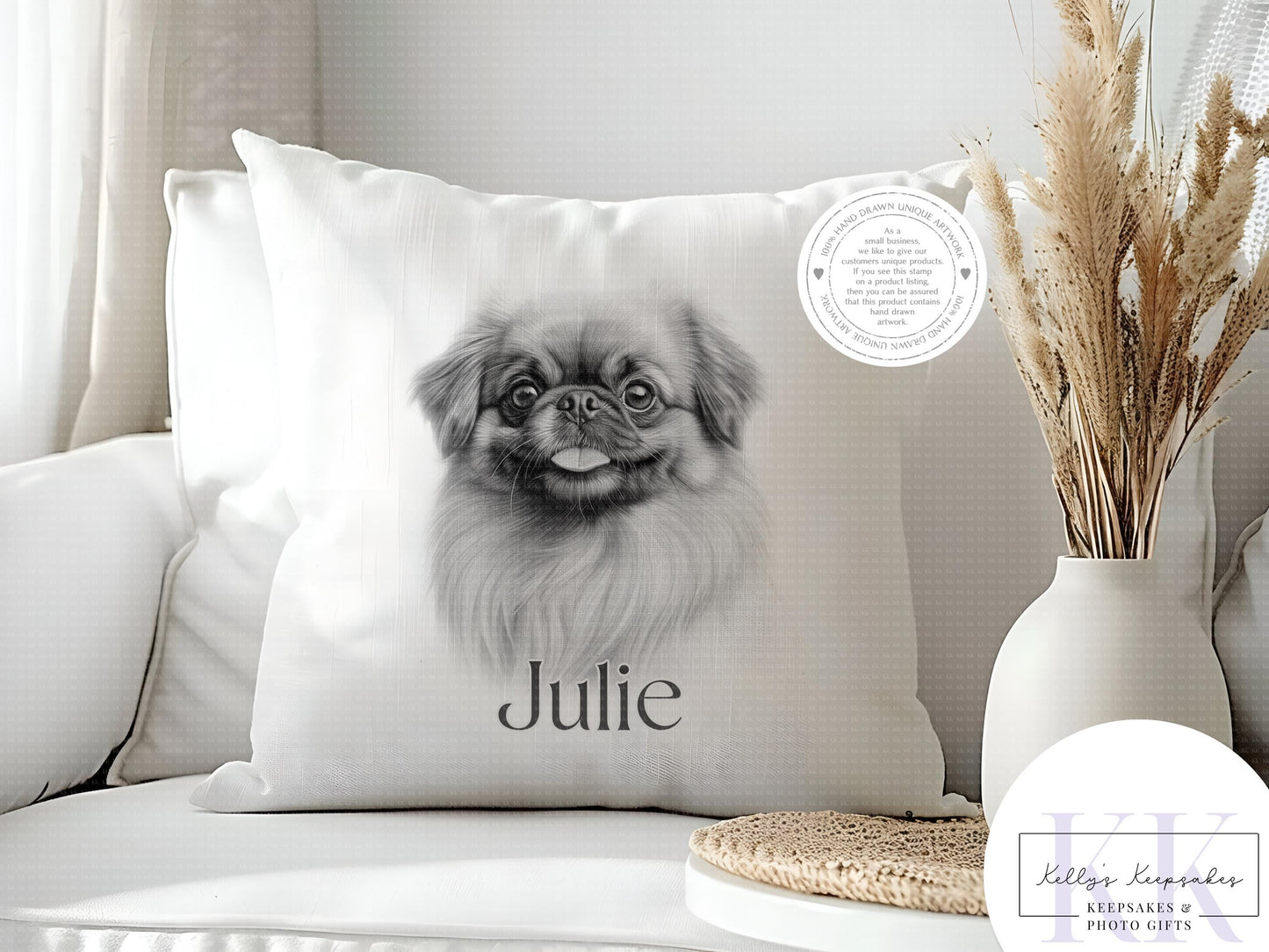 Personalised Sketchy Pekinese Dog - Cushion - Mug - Travel Mug - Shopping Bag - Hot Water Bottle - Various Items - Personalised Gifts
