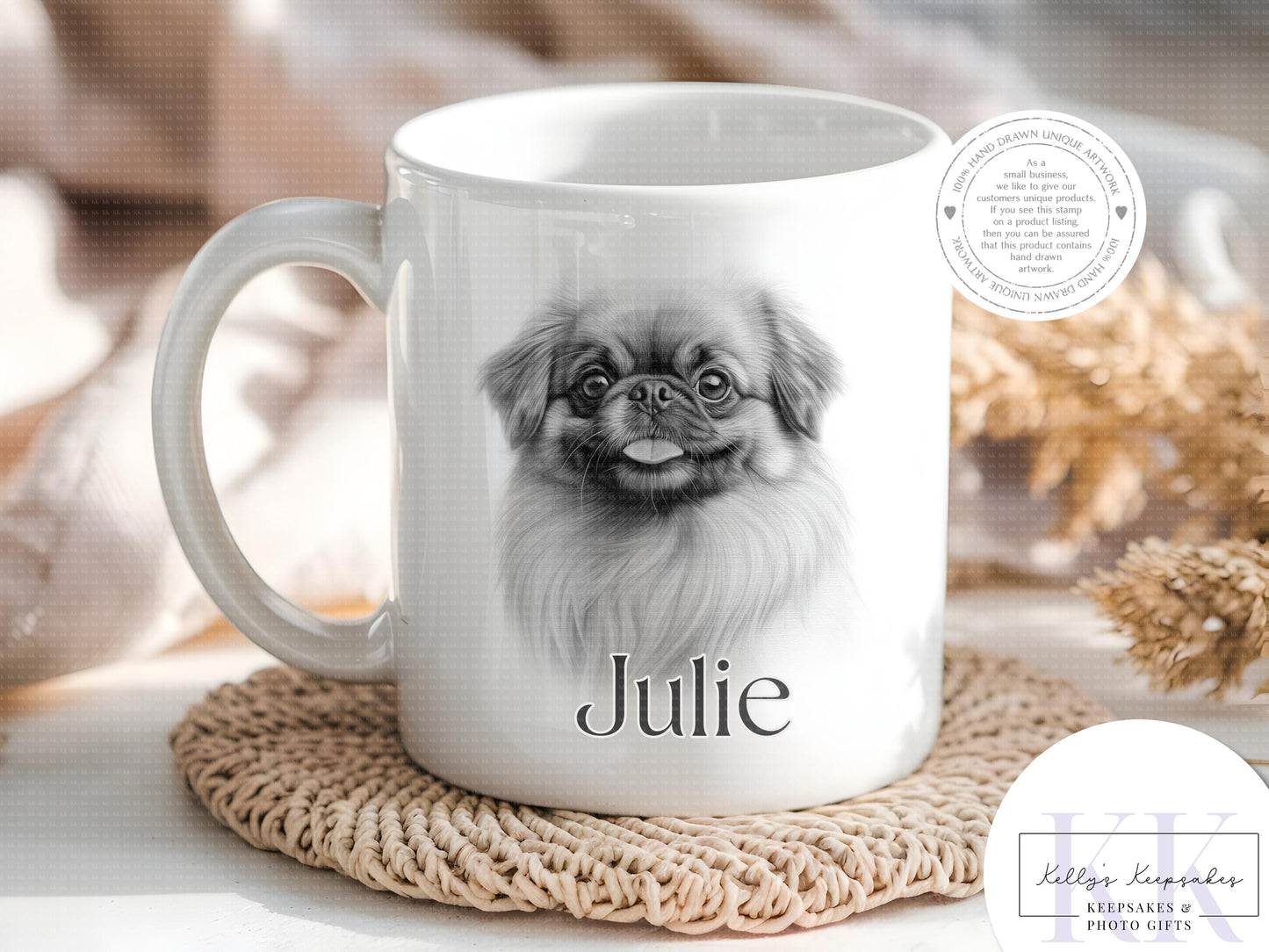 Personalised Sketchy Pekinese Dog - Cushion - Mug - Travel Mug - Shopping Bag - Hot Water Bottle - Various Items - Personalised Gifts