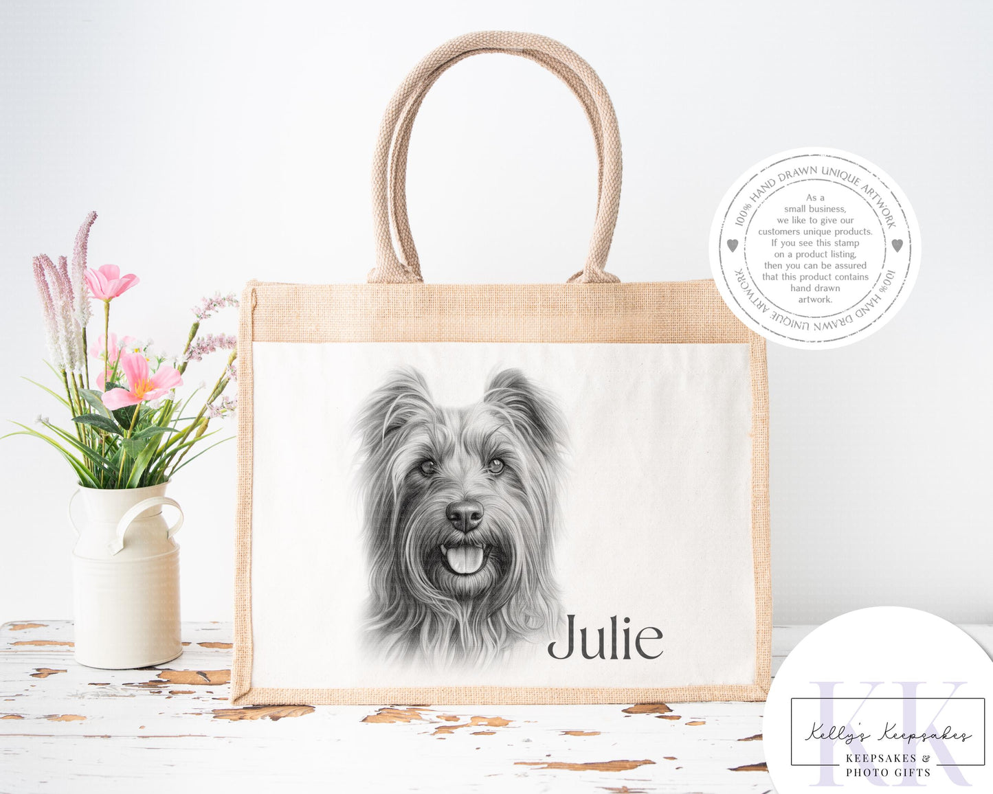 Personalised Sketchy Skye Terrier - Cushion - Mug - Travel Mug - Shopping Bag - Hot Water Bottle - Various Items - Personalised Gifts