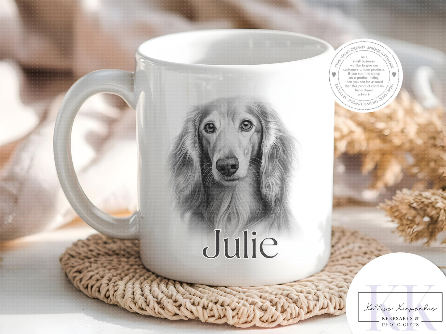 Personalised Sketchy Saluki Dog - Cushion - Mug - Travel Mug - Shopping Bag - Hot Water Bottle - Various Items - Personalised Gifts