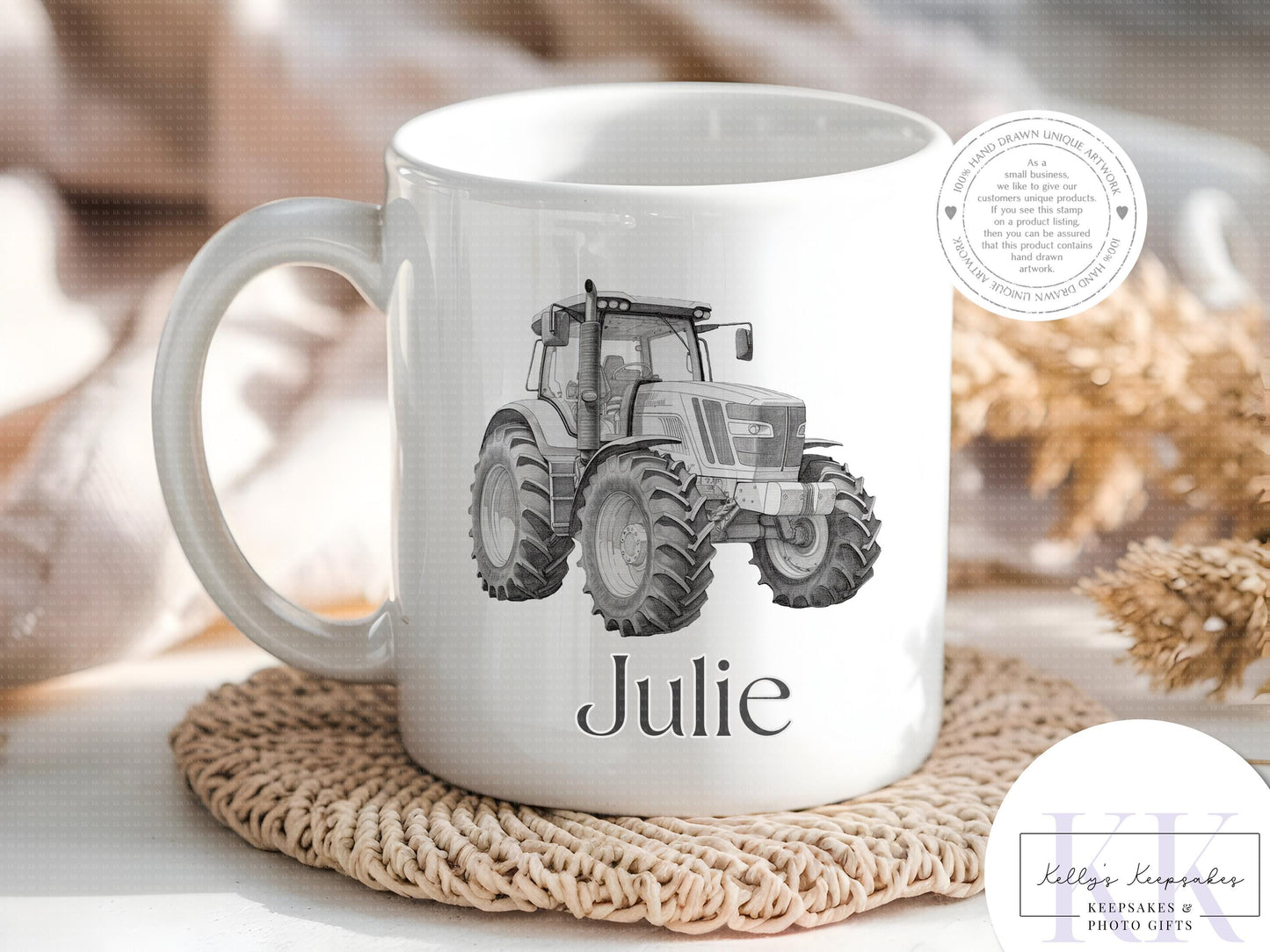 Personalised Sketchy Tractor - Cushion - Mug - Travel Mug - Shopping Bag - Hot Water Bottle - Various Items - Personalised Gifts - Farmer