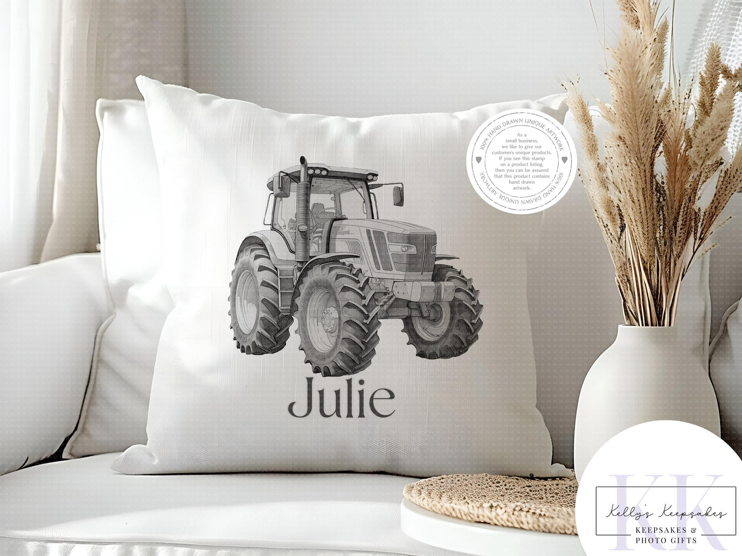 Personalised Sketchy Tractor - Cushion - Mug - Travel Mug - Shopping Bag - Hot Water Bottle - Various Items - Personalised Gifts - Farmer