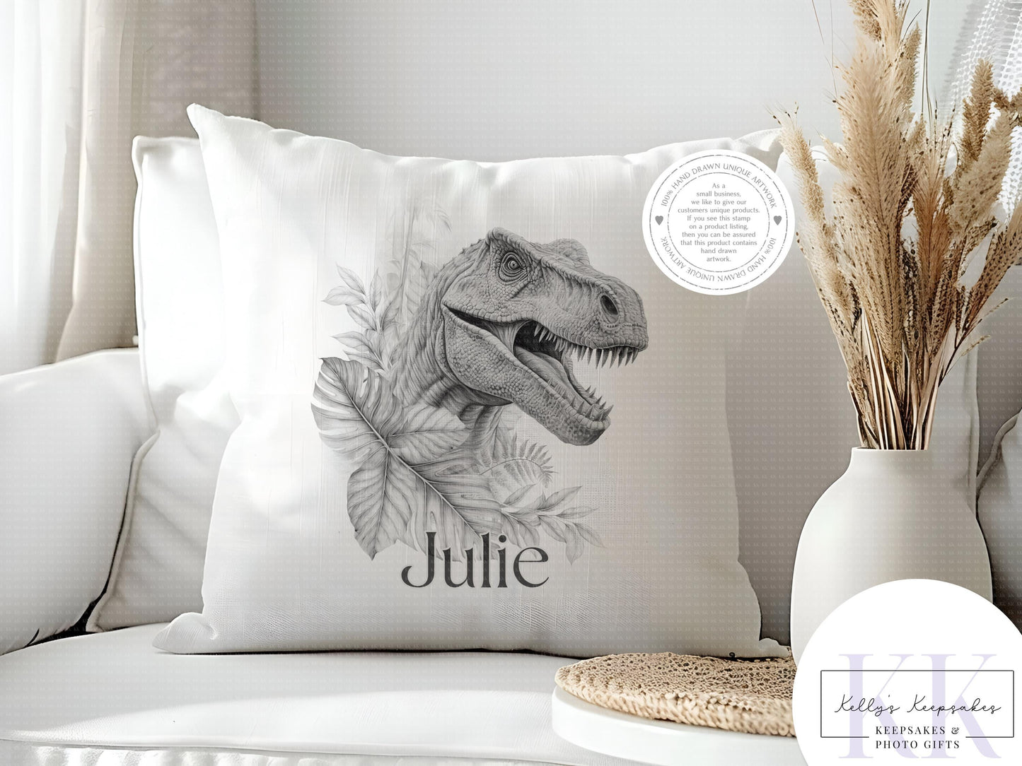 Personalised Sketchy Dinosaur T-Rex - Cushion - Mug - Travel Mug - Shopping Bag - Hot Water Bottle - Various Items - Personalised Gifts