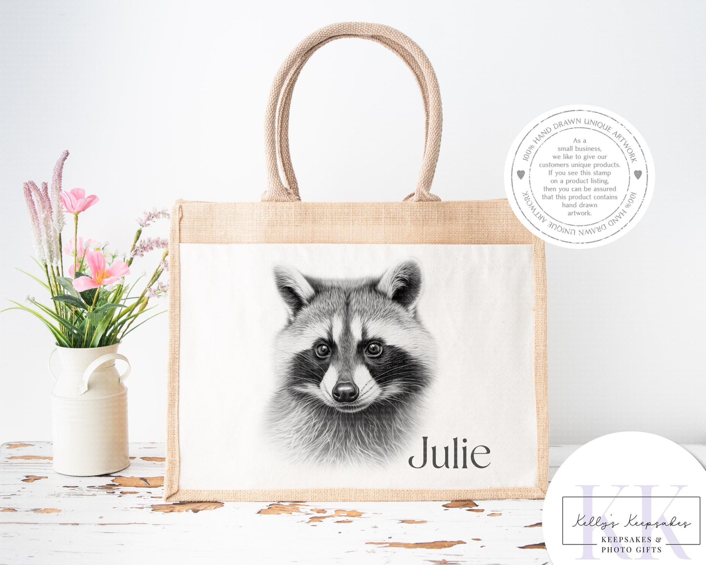 Personalised Sketchy Racoon - Cushion - Mug - Travel Mug - Shopping Bag - Hot Water Bottle - Various Items - Personalised Gifts