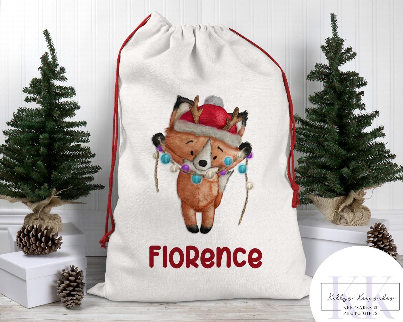 Personalised Christmas Animal Santa Sacks - Christmas Gift Sack - Giraffe - Zebra- Lion and more - Custom Name
