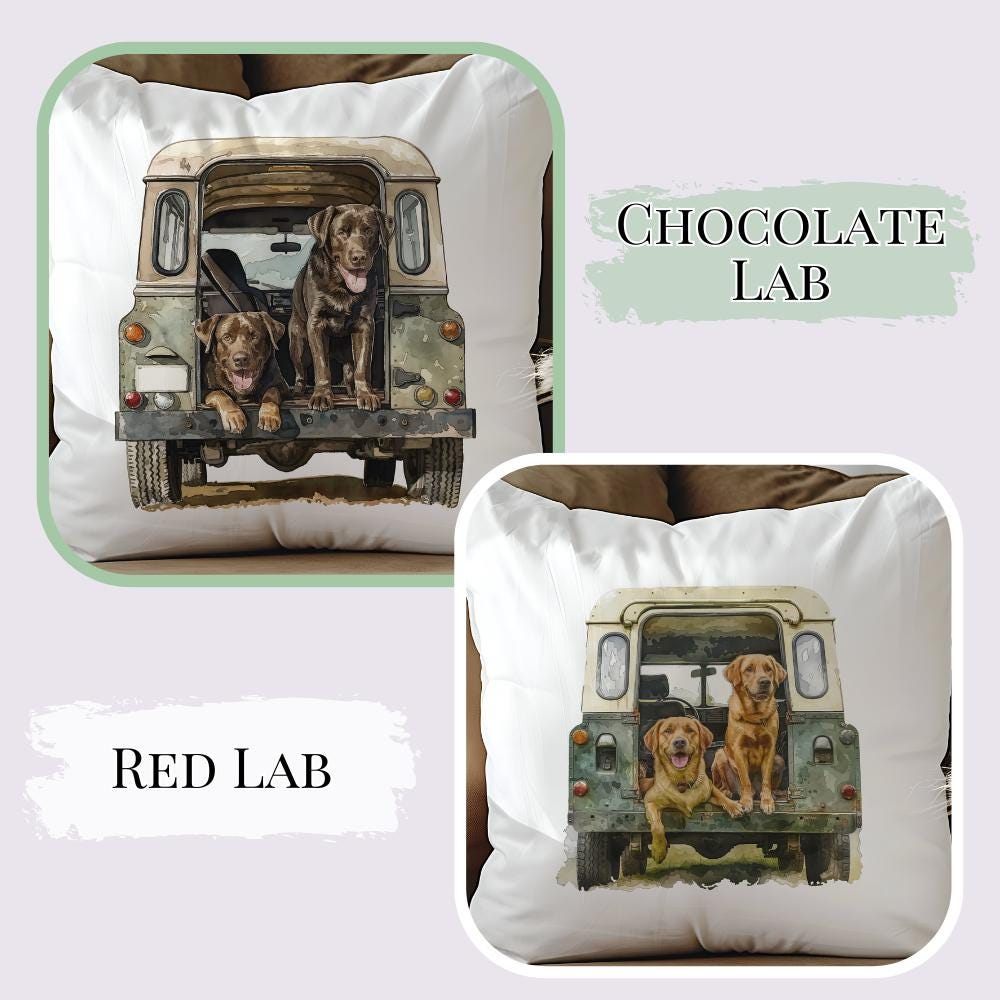 Working Dog Land Rover Velvet Cushion - Lab - Cocker - Collie - Rottweiler - Greyhound - Beagle -Shepherd - Terrier - Gun Dog - Countryside