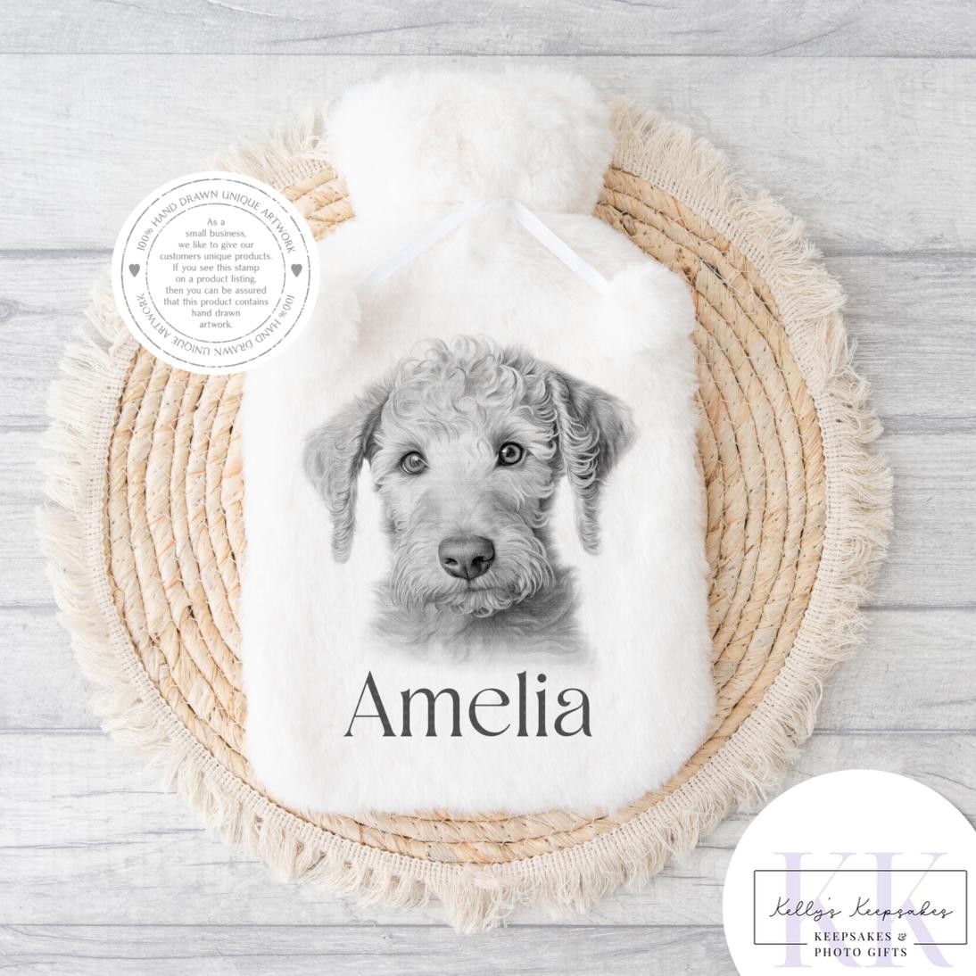 Personalised Sketchy Bedlington Terrier - Cushion - Mug - Travel Mug - Shopping Bag - Hot Water Bottle - Various Items - Personalised Gifts