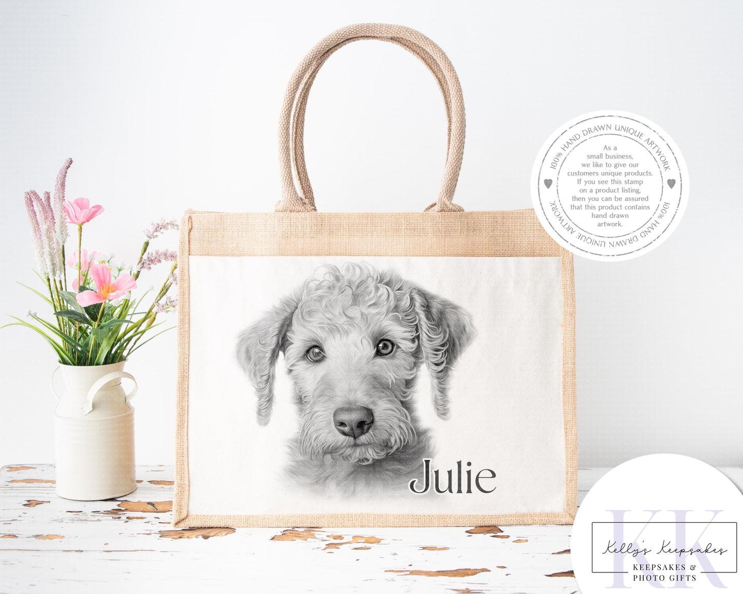 Personalised Sketchy Bedlington Terrier - Cushion - Mug - Travel Mug - Shopping Bag - Hot Water Bottle - Various Items - Personalised Gifts