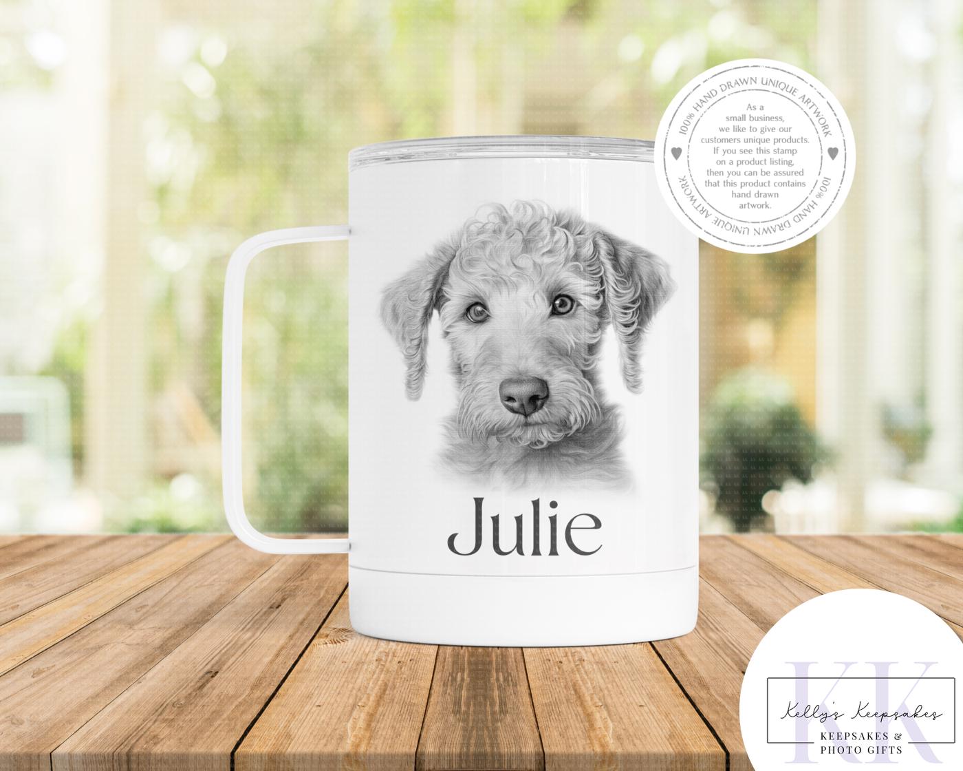 Personalised Sketchy Bedlington Terrier - Cushion - Mug - Travel Mug - Shopping Bag - Hot Water Bottle - Various Items - Personalised Gifts