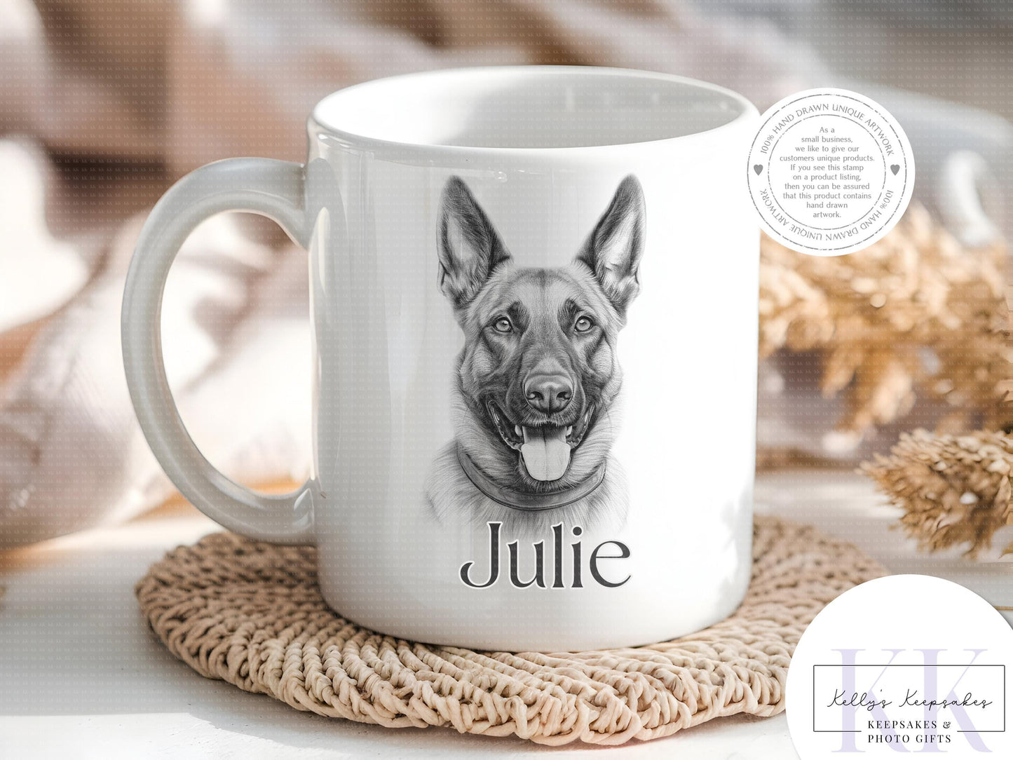 Personalised Sketchy Belgian Malinois - Cushion - Mug - Travel Mug - Shopping Bag - Hot Water Bottle - Various Items - Personalised Gifts