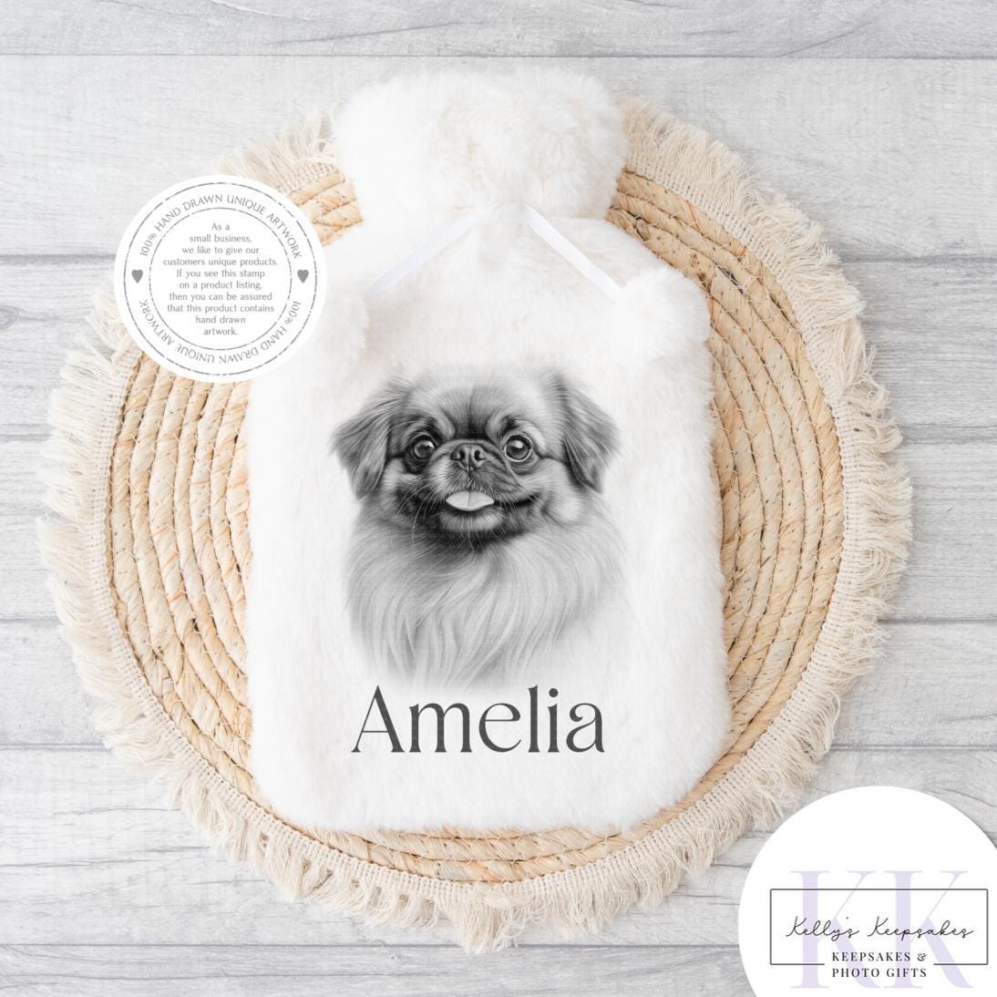 Personalised Sketchy Pekinese Dog - Cushion - Mug - Travel Mug - Shopping Bag - Hot Water Bottle - Various Items - Personalised Gifts