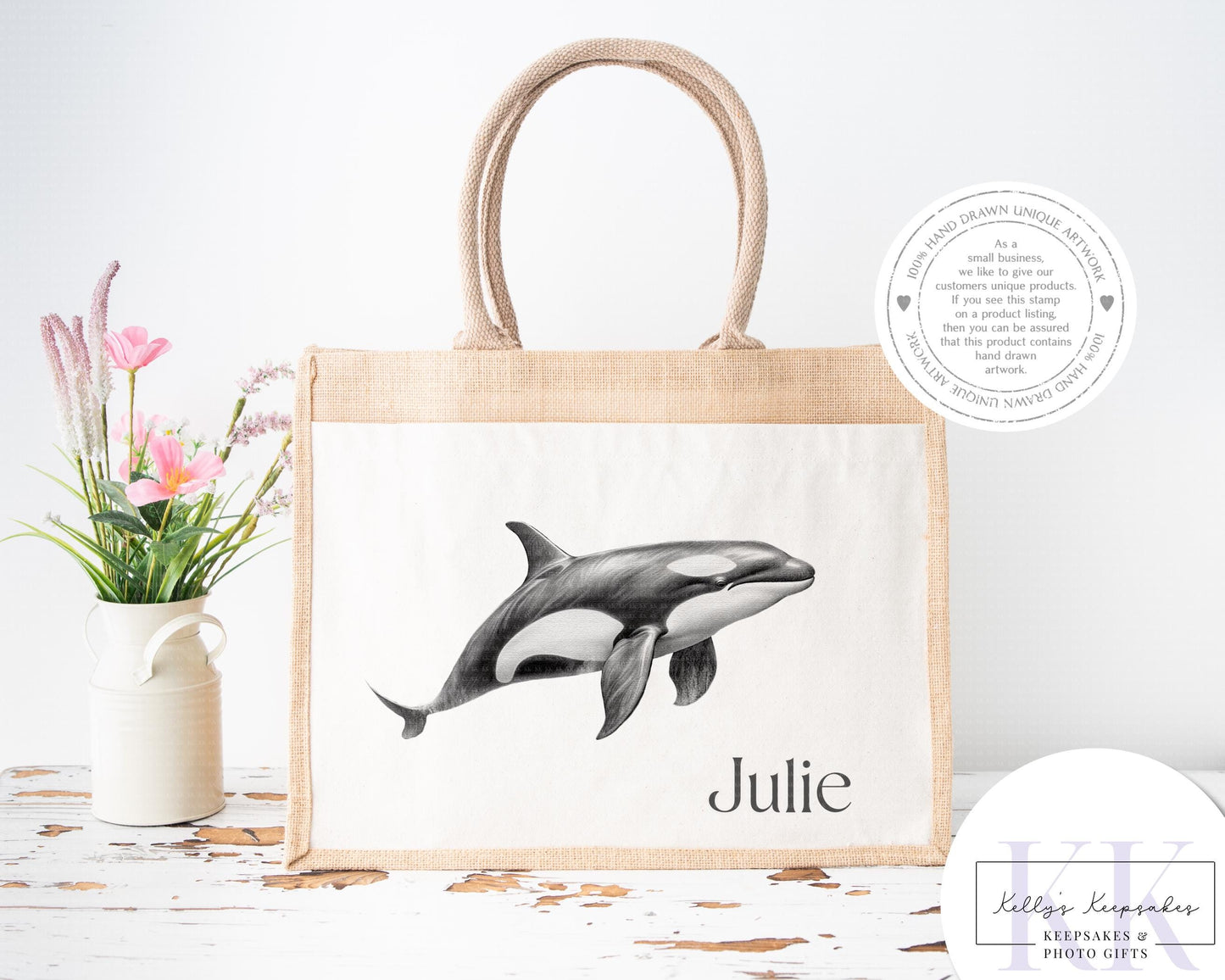 Personalised Sketchy Orca - Cushion - Mug - TravelMug - Shopping Bag - Hot Water Bottle - Various Items - Personalised Gifts - Killer Whale
