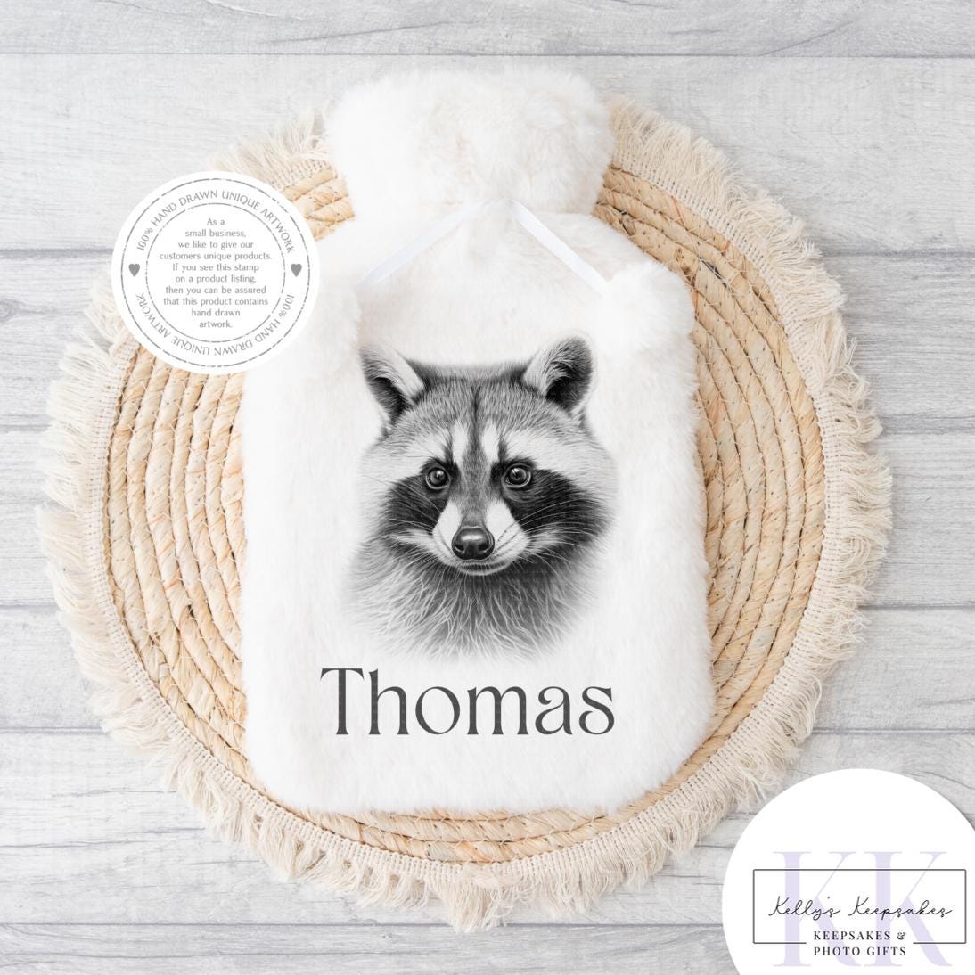 Personalised Sketchy Racoon - Cushion - Mug - Travel Mug - Shopping Bag - Hot Water Bottle - Various Items - Personalised Gifts
