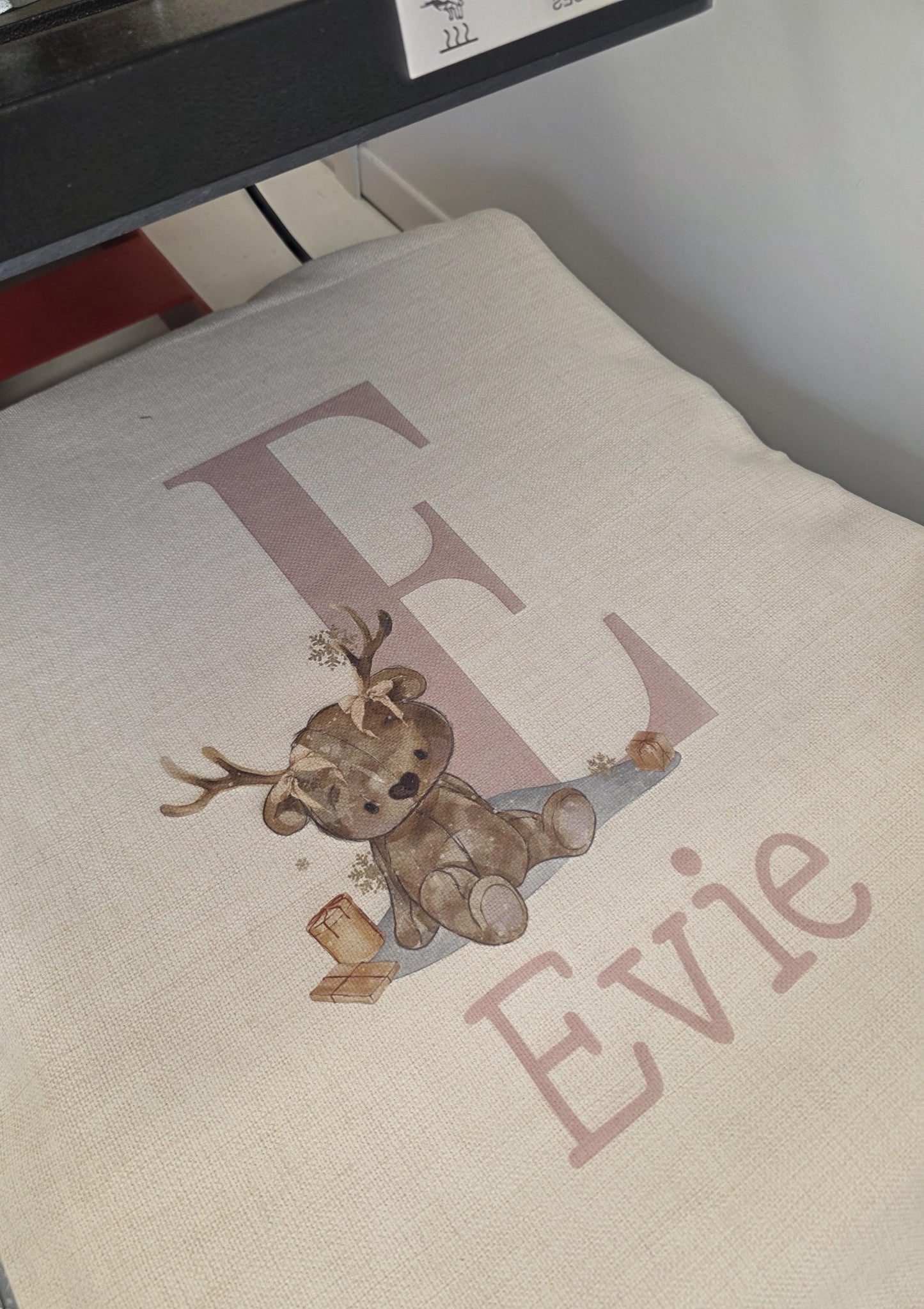 Personalised Christmas Sack β Teddy Bear Reindeer Initial Design | 70 x 50cm | Custom Name Gift Bag - Santa Sack - Various Colours