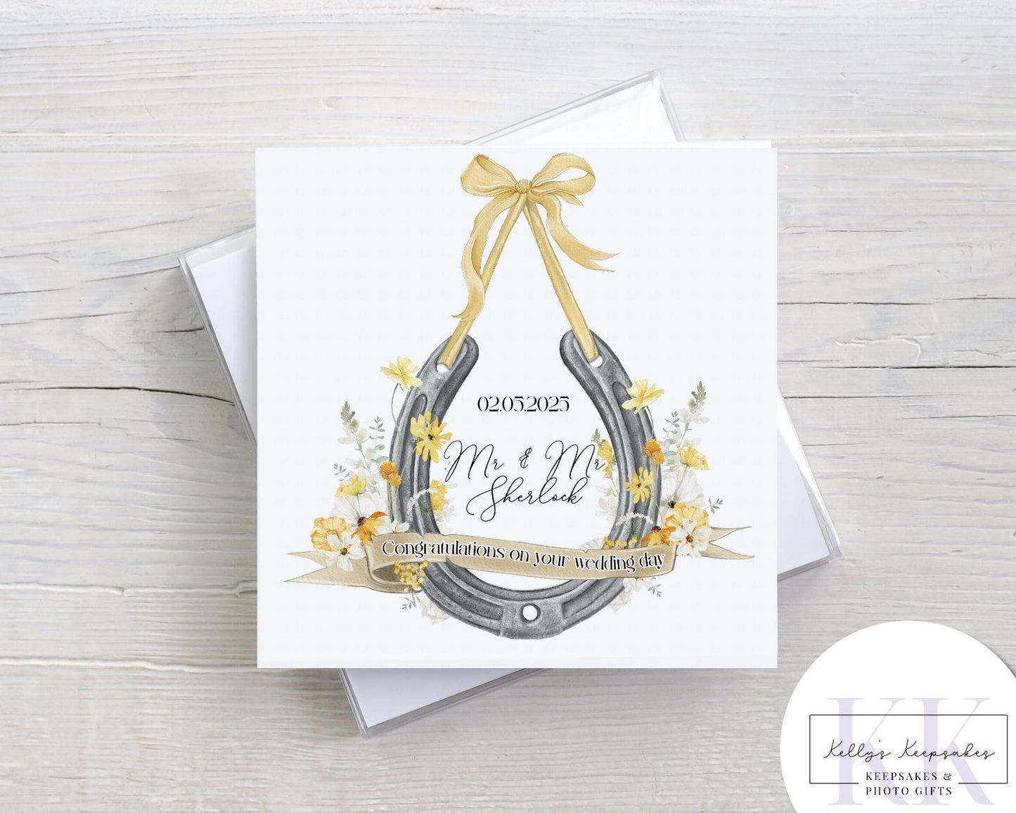 Personalised - Congratulations On Your Wedding Day - Horse shoe Personalised Card - Wedding Gift