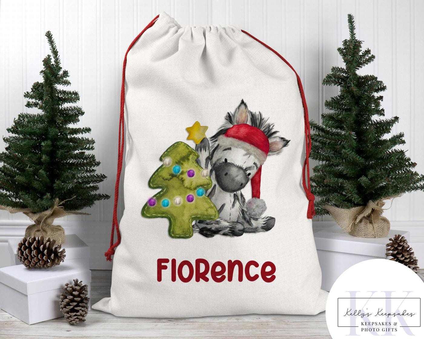 Personalised Christmas Animal Santa Sacks - Christmas Gift Sack - Giraffe - Zebra- Lion and more - Custom Name