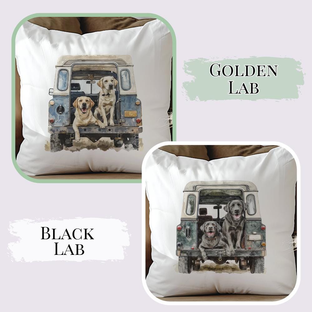 Working Dog Land Rover Velvet Cushion - Lab - Cocker - Collie - Rottweiler - Greyhound - Beagle -Shepherd - Terrier - Gun Dog - Countryside