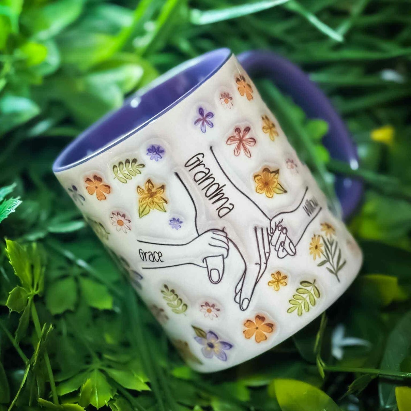 Personalised Holding Mums Hand Mug - Gift for mum - Mum & Children - Nan - Grandma - Gift for her - upto 6 hands. READ DESCRIPTION