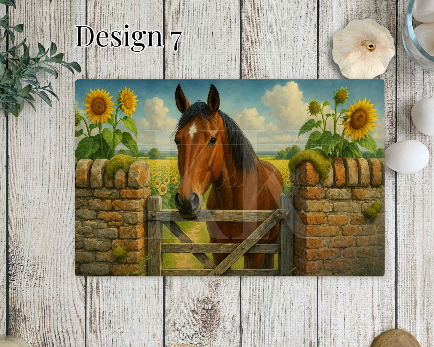 Horse with sunflowers Glass Copping Board - Worktop Saver - Horse Lover - Kitchen Decor - different sizes - Various Designs