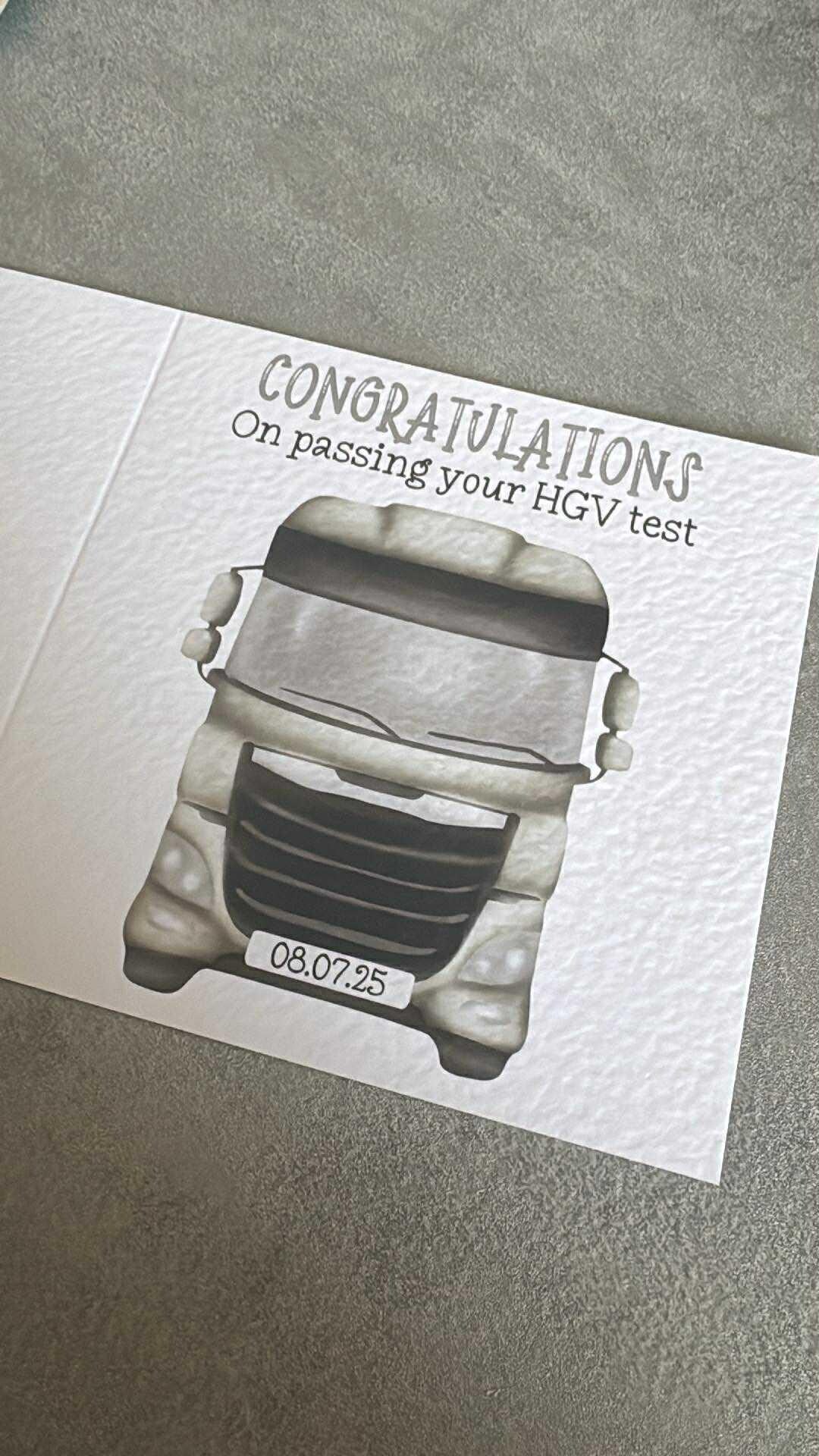 Personalised Passed Lorry Driving Test Card HGV License Congratulations Card New Lorry Driver Card 1st Lorry Driving Job Gift Class 1 Driver
