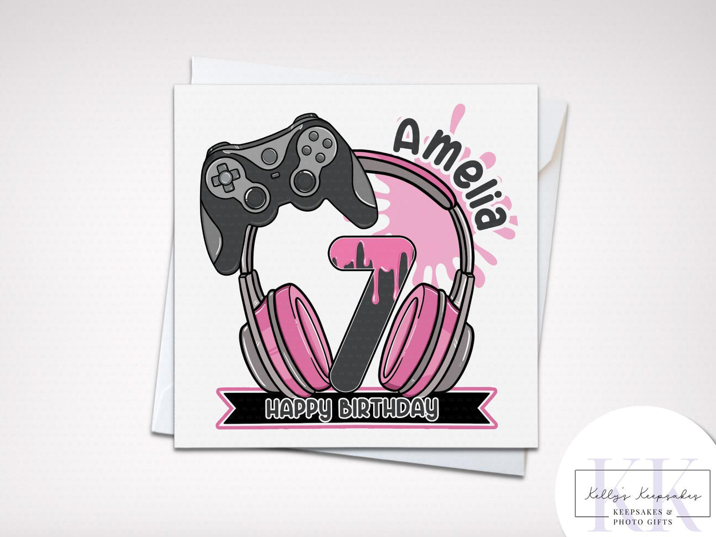 Personalised Gamer Number Birthday Card - Gamer Boy - Gamer Girl - Various Colours - Various Controllers