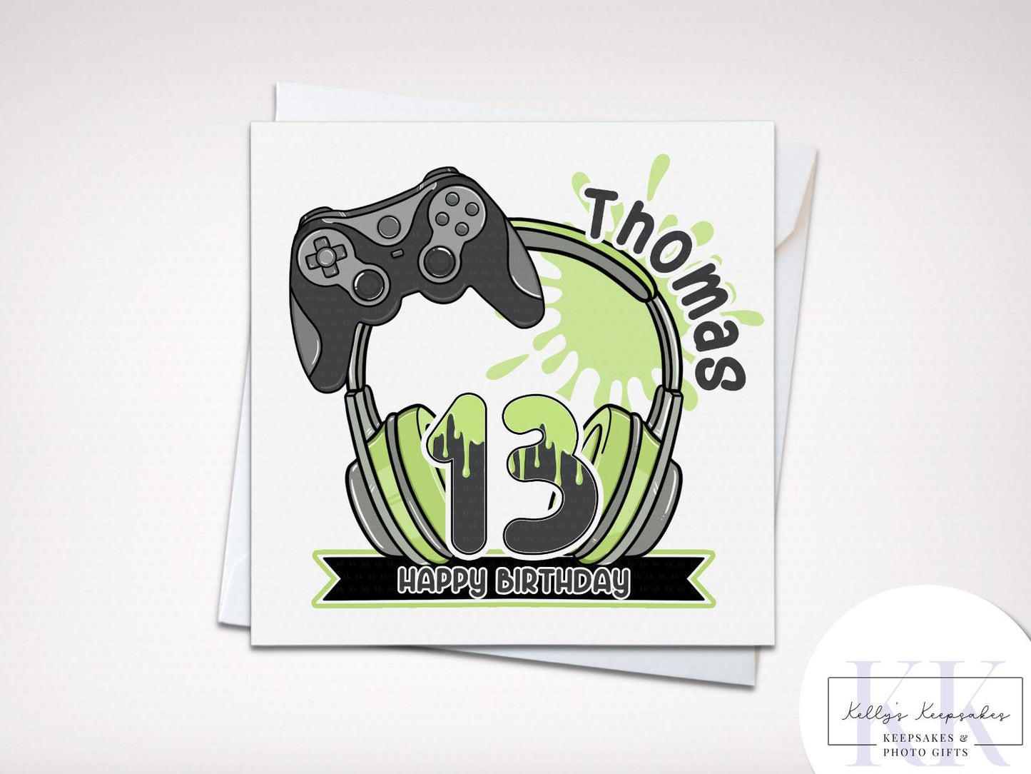 Personalised Gamer Number Birthday Card - Gamer Boy - Gamer Girl - Various Colours - Various Controllers