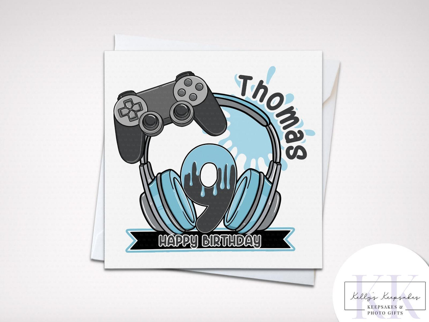Personalised Gamer Number Birthday Card - Gamer Boy - Gamer Girl - Various Colours - Various Controllers