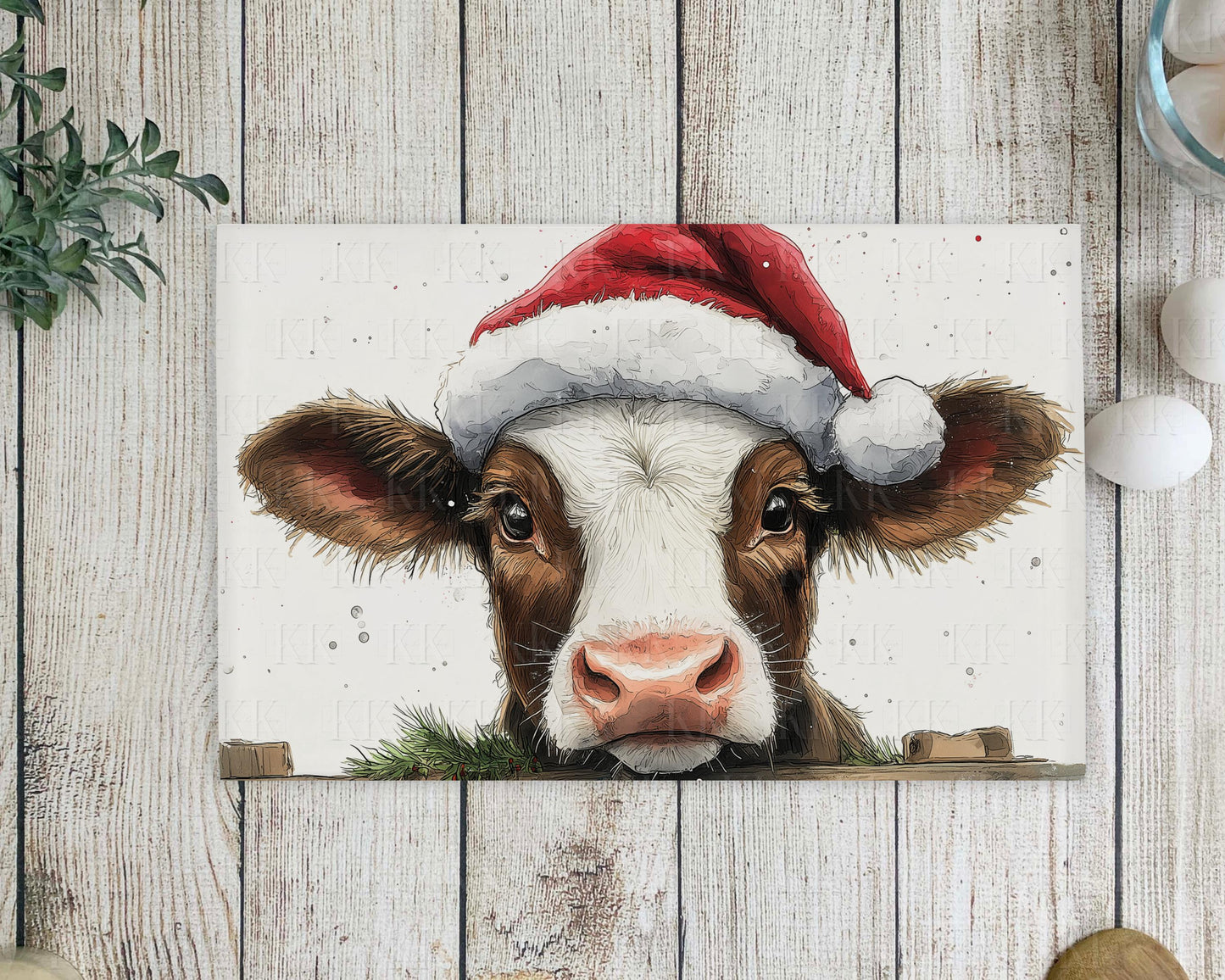 Christmas Highland Cow or Cow Glass Chopping Board - Worktop Saver- Winter Highland coo - Winter Decor - Snow - Country Kitchen Decor