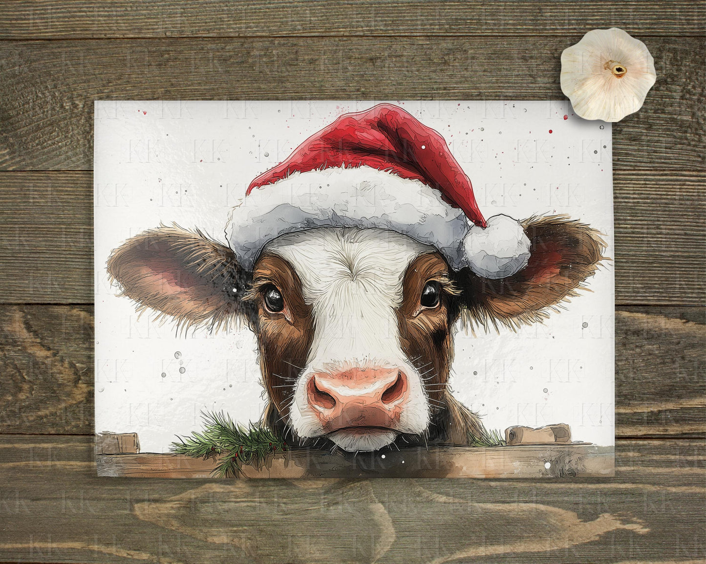 Christmas Highland Cow or Cow Glass Chopping Board - Worktop Saver- Winter Highland coo - Winter Decor - Snow - Country Kitchen Decor