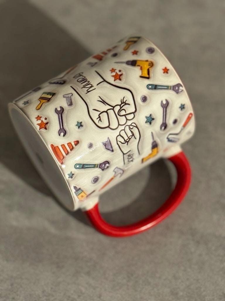 Personalised Tool Fist Bump Dad Mug - Fathers Day - Dad - Step Dad - Gift for him - upto 6 hands - Handy Man - Worker