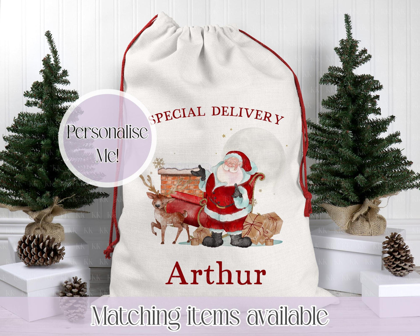 Personalised Santa Christmas Sack β Santa Sleigh Design | 70 x 50cm | Custom Name Gift Bag - Santa Sack