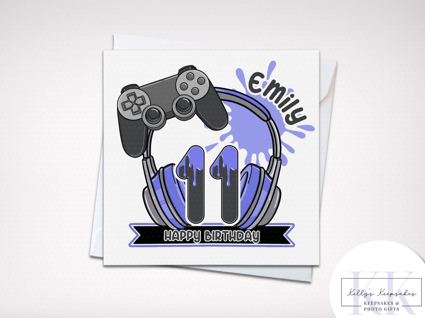 Personalised Gamer Number Birthday Card - Gamer Boy - Gamer Girl - Various Colours - Various Controllers