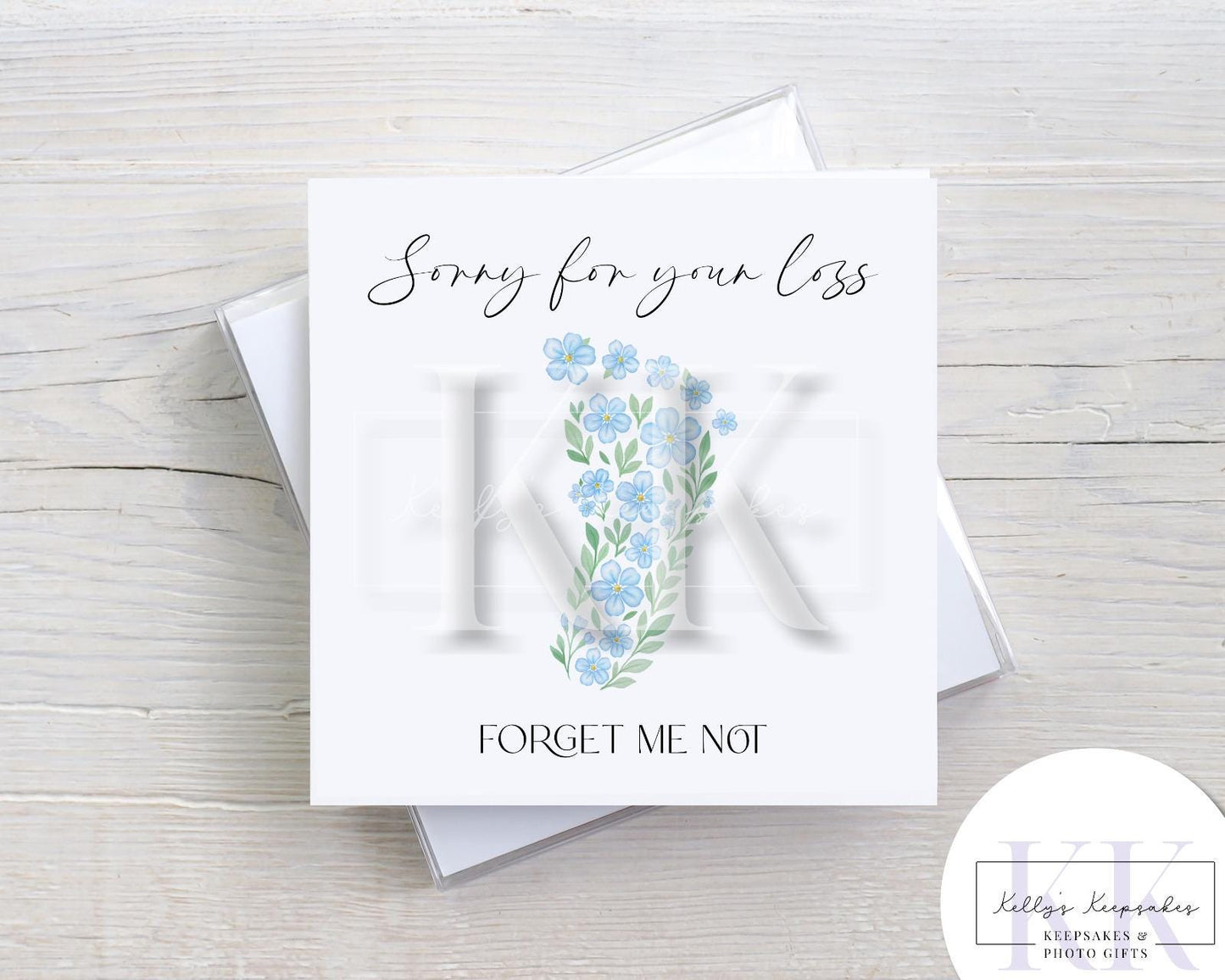 Forget me not loss card - Sympathy card - Bereavement Card - Horse Shoe - Pawprint - Butterfly - Footprint - Heart - Loss of a loved one