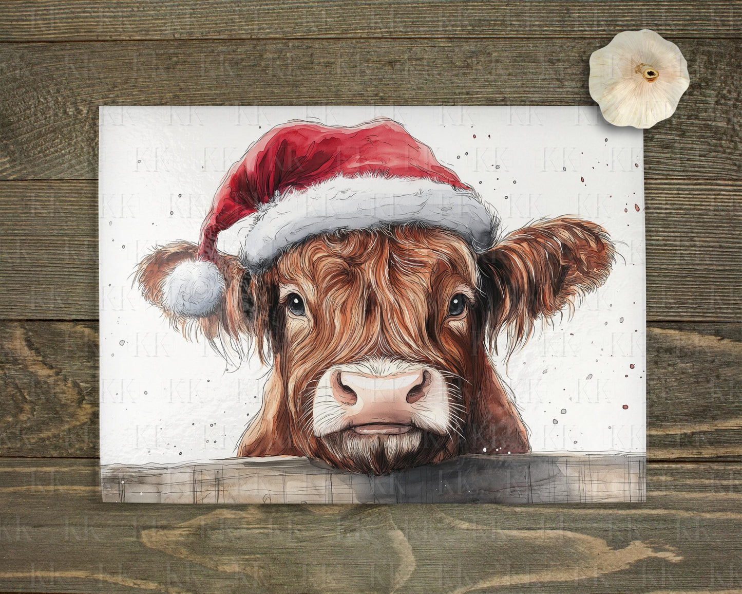 Christmas Highland Cow or Cow Glass Chopping Board - Worktop Saver- Winter Highland coo - Winter Decor - Snow - Country Kitchen Decor