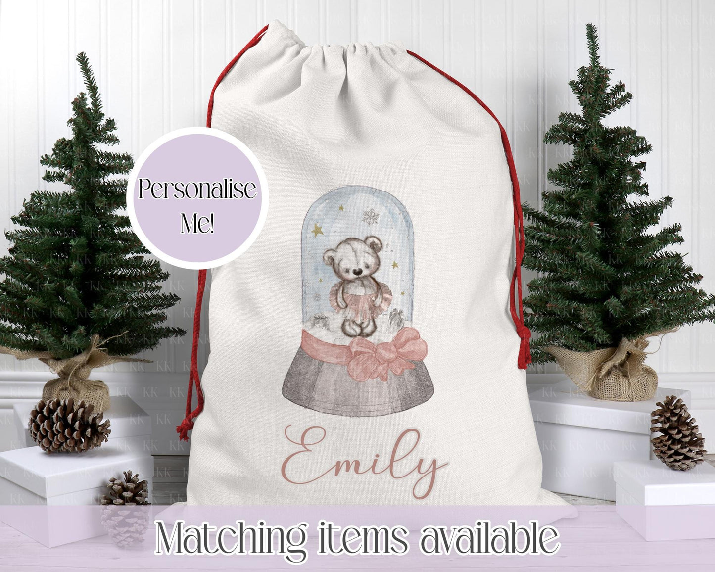 Personalised Ballerina Snow globe Santa Sack. Christmas Sack - Christmas Bag - For kids- for him - for her- Toy Sack