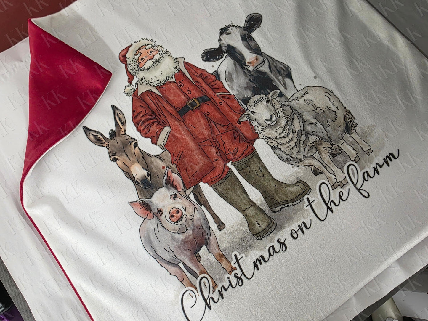 Christmas on the farm - Personalised Christmas Cushion - for farmers - Farmer Christmas - Velvet Cushion Cover and inner