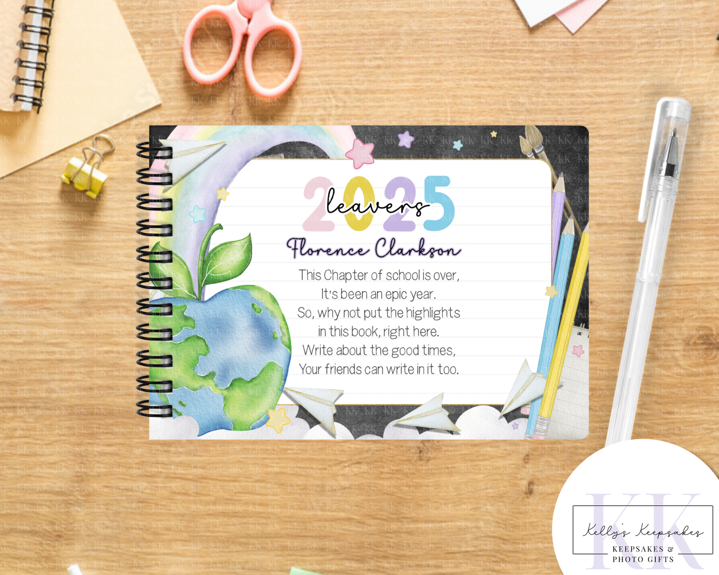Personalised A6 Leavers Book – Class of 2025 | End of School Autograph & Memory Book | Keepsake for Year 6, Year 11, or Nursery Graduates