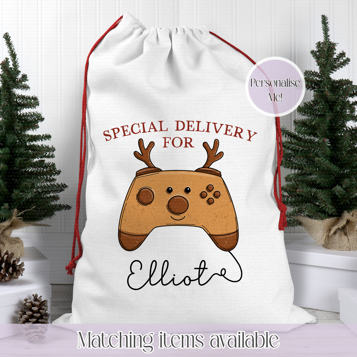 Christmas Gamer Controller Santa Sack - Christmas Sack - 70 x 50 cm - custom name